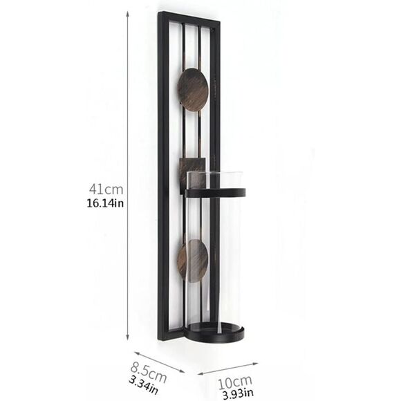 Contemporary Metal Brown Wall Candle Sconces with Antique Patina Medallions - Picture 2 of 12